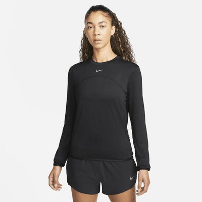 Nike women's dri fit knit long sleeve running top best sale